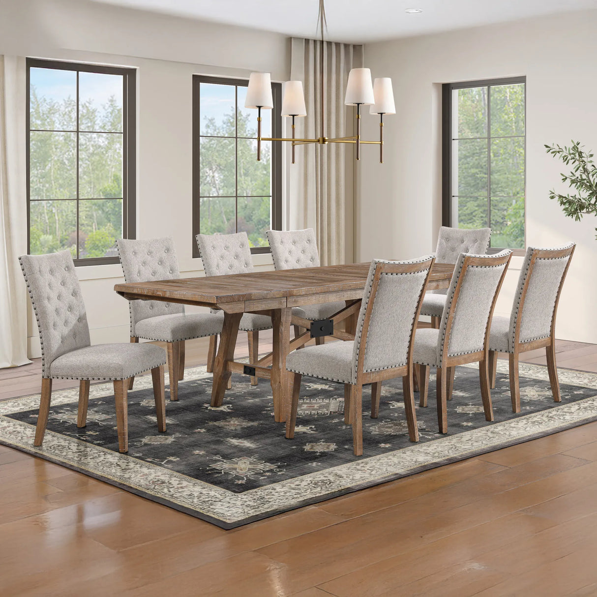 Riverdale Brown Trestle Dining Room Set by Steve Silver at Eve Furniture