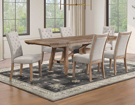 Riverdale Oatmeal/Driftwood Trestle Dining Room Set by Steve Silver at Eve Furniture