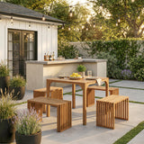 Riviera Natural Outdoor Extendable Bench (Set of 2) by Zuomod at Eve Furniture
