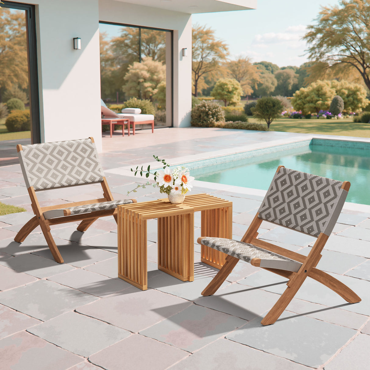 Riviera Natural Outdoor Extendable Stool (Set of 2) by Zuomod at Eve Furniture