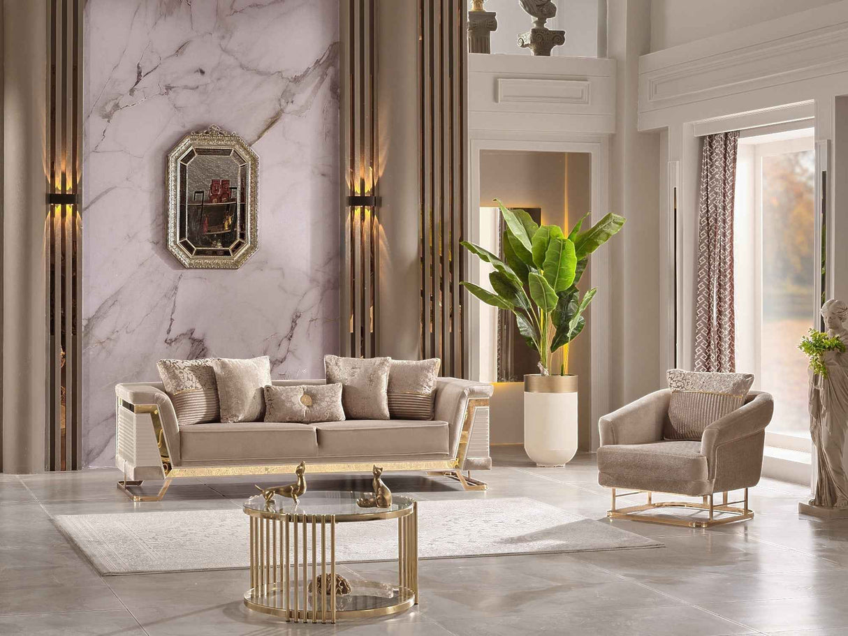 Rixos 3-pieces (Sofa & Loveseat & Chair) Livingroom Set in Beige