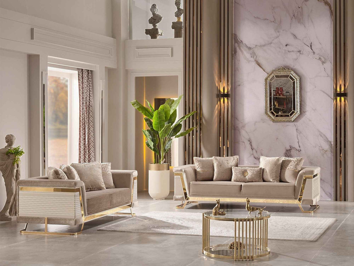 Rixos Beige Stationary Loveseat by Furnia at Eve Furniture