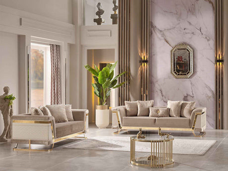 Rixos Beige Stationary Loveseat by Furnia at Eve Furniture