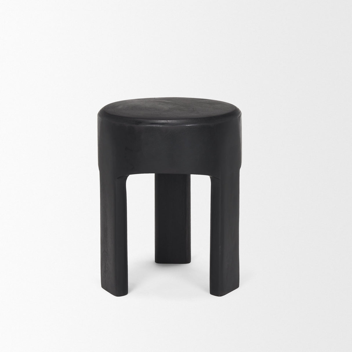Riya Solid Black Wooden Stool by Mercana at Eve Furniture