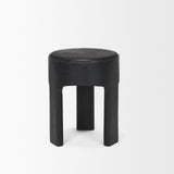 Riya Solid Black Wooden Stool by Mercana at Eve Furniture