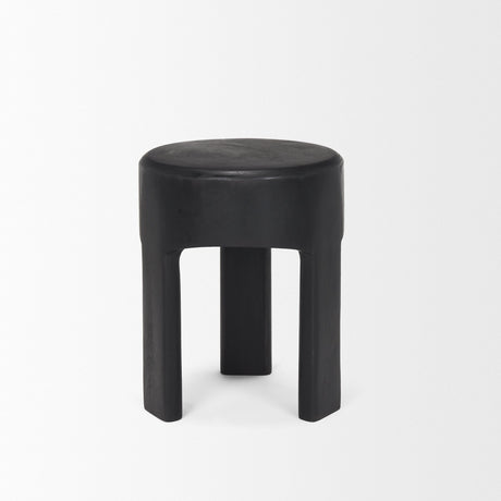 Riya Solid Black Wooden Stool by Mercana at Eve Furniture