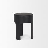 Riya Solid Black Wooden Stool by Mercana at Eve Furniture