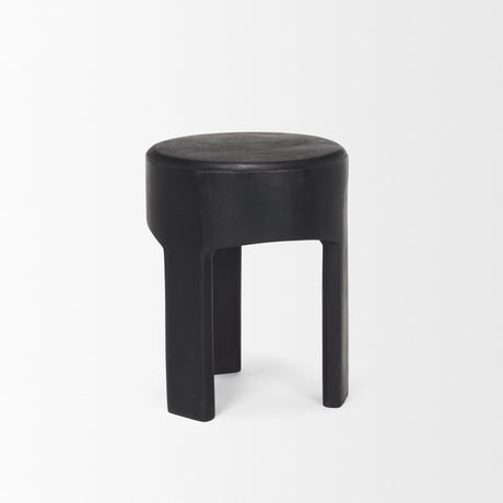 Riya Solid Black Wooden Stool by Mercana at Eve Furniture