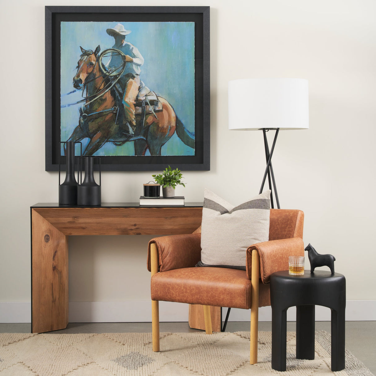 Riya Solid Black Wooden Stool by Mercana at Eve Furniture