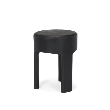Riya Solid Black Wooden Stool by Mercana at Eve Furniture