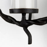 Rizwan 12.0L x 14.0W x 4.5H Black Aluminum Braided Circular Candle Holder by Mercana at Eve Furniture