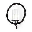 Rizwan 12.0L x 14.0W x 4.5H Black Aluminum Braided Circular Candle Holder by Mercana at Eve Furniture
