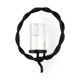 Rizwan Black Aluminum Braided Circular Candle Holder by Mercana at Eve Furniture