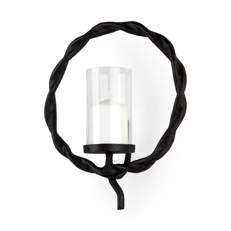 Rizwan Black Aluminum Braided Circular Candle Holder by Mercana at Eve Furniture