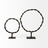 Rizwan (Large) Black Aluminum Braided Circular Object by Mercana at Eve Furniture