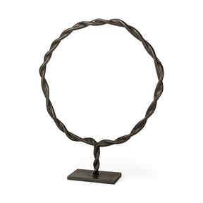 Rizwan (Large) Black Aluminum Braided Circular Object by Mercana at Eve Furniture