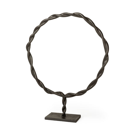 Rizwan (Large) Black Aluminum Braided Circular Object by Mercana at Eve Furniture