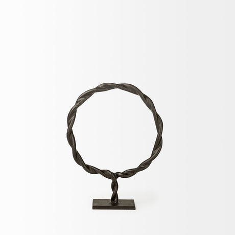 Rizwan (Small) Black Aluminum Braided Circular Object by Mercana at Eve Furniture