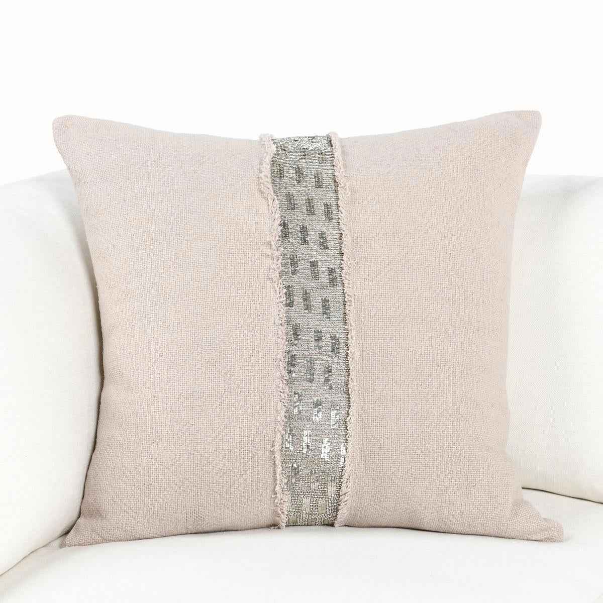 RO Lira Natural/Silver Multiple Sizes Throw Pillow by Classic Home at Eve Furniture