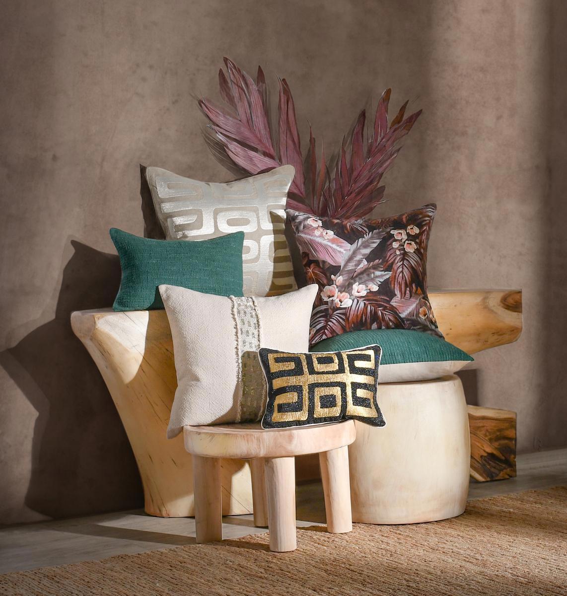 RO Lira Natural/Silver Multiple Sizes Throw Pillow by Classic Home at Eve Furniture