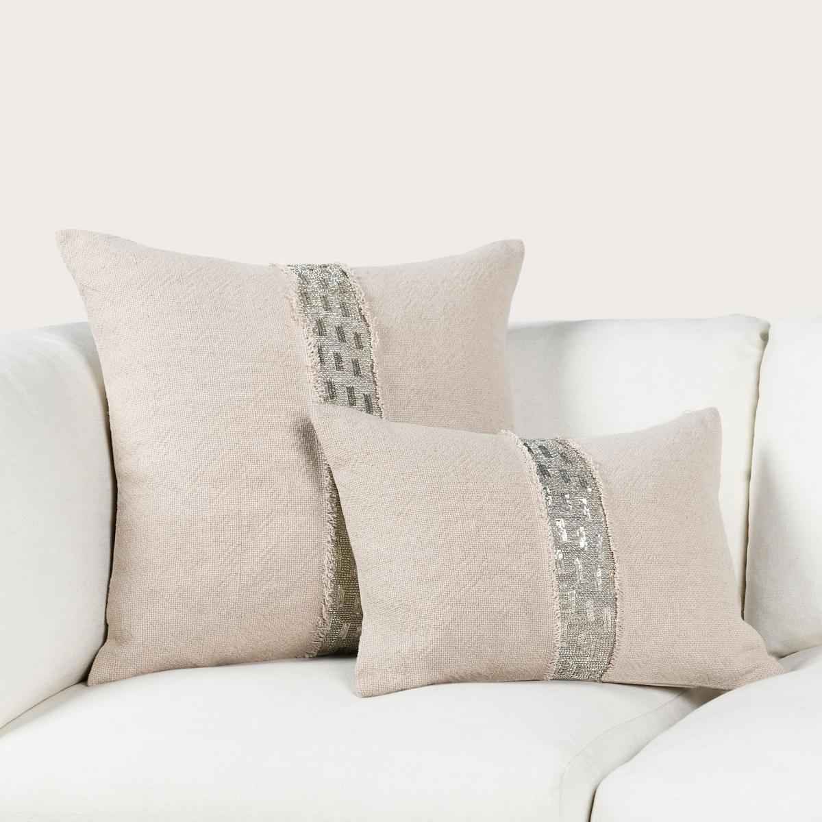 RO Lira Natural/Silver Multiple Sizes Throw Pillow by Classic Home at Eve Furniture