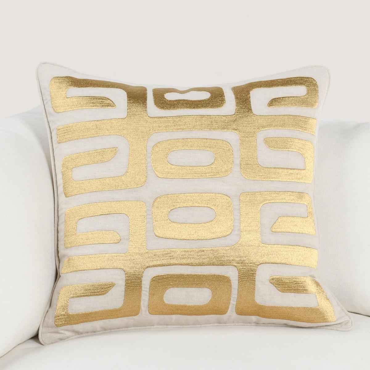 RO Zelo Natural/Gold 22x22 Throw Pillow (Set of 2) by Classic Home at Eve Furniture