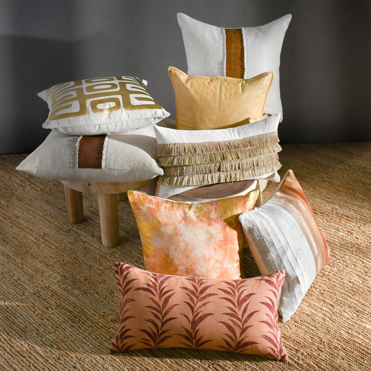 RO Zelo Tan/Silver 22x22 Throw Pillow (Set of 2) by Classic Home at Eve Furniture