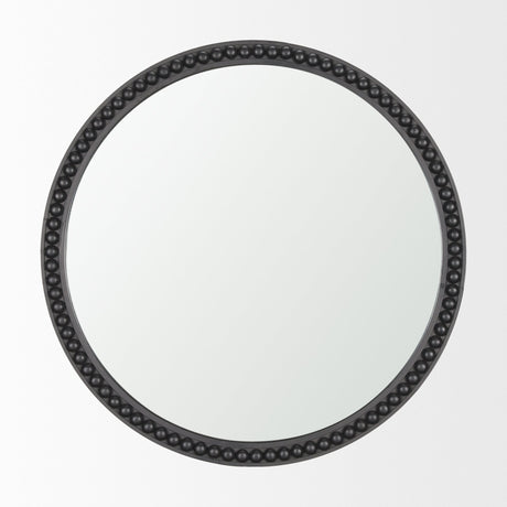 Roan Black Wood Beaded Wall Mirror by Mercana at Eve Furniture