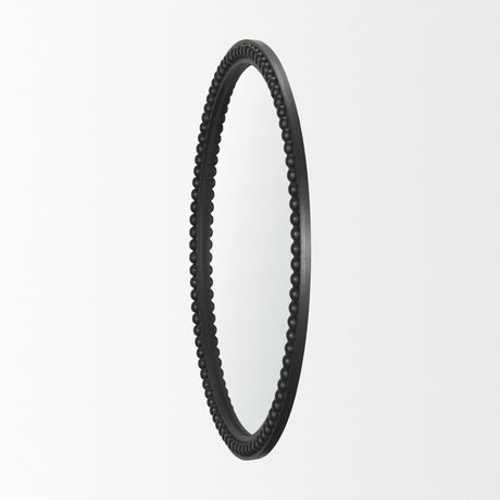 Roan Black Wood Beaded Wall Mirror by Mercana at Eve Furniture