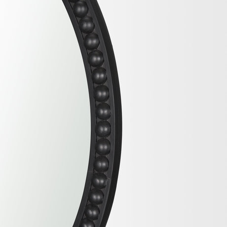 Roan Black Wood Beaded Wall Mirror by Mercana at Eve Furniture