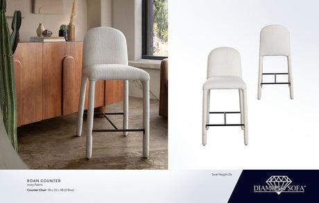 Roan Ivory Fabric Counter Chair by Diamond Sofa at Eve Furniture