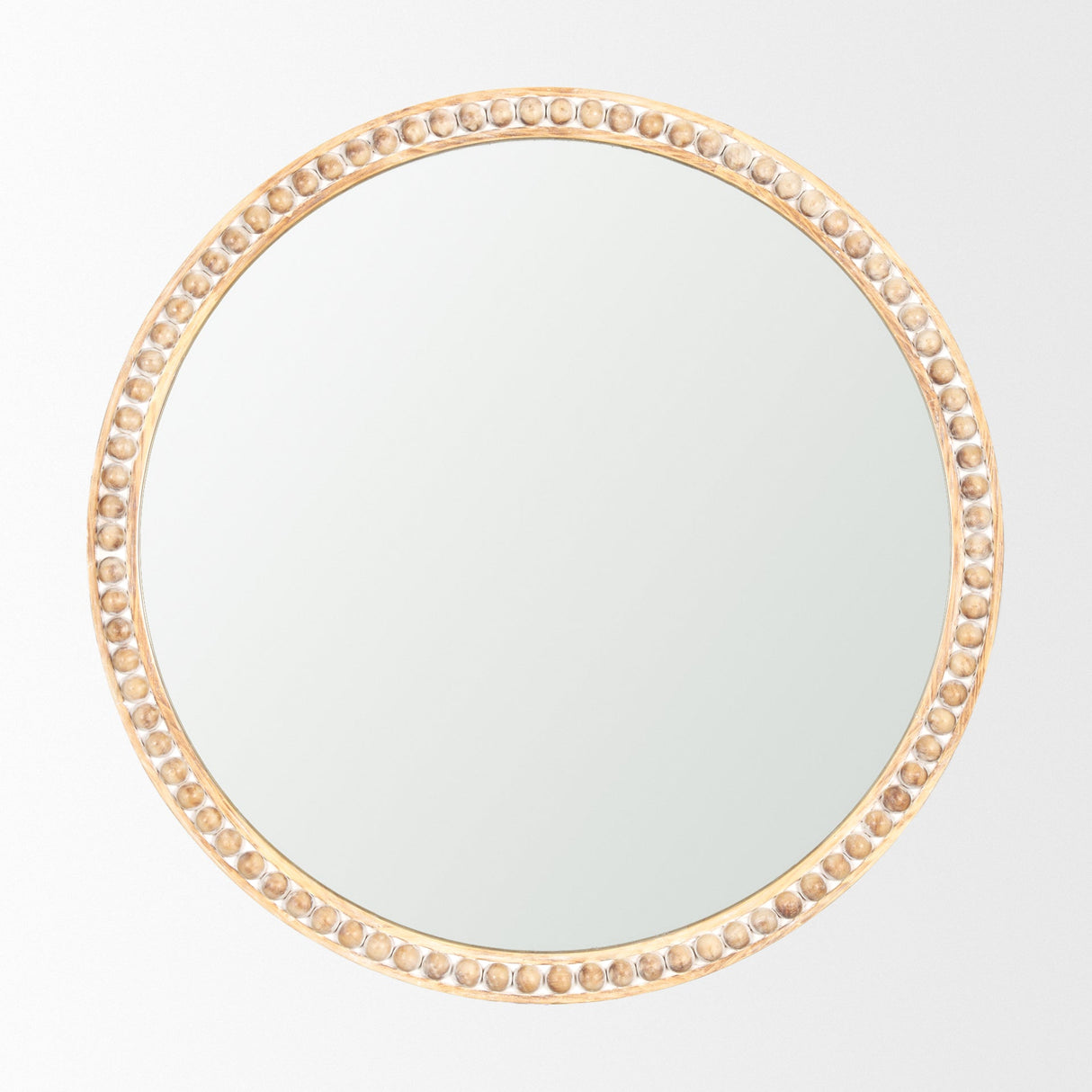 Roan Light Brown Wood Beaded Wall Mirror by Mercana at Eve Furniture