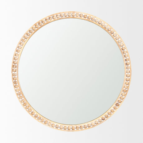 Roan Light Brown Wood Beaded Wall Mirror by Mercana at Eve Furniture