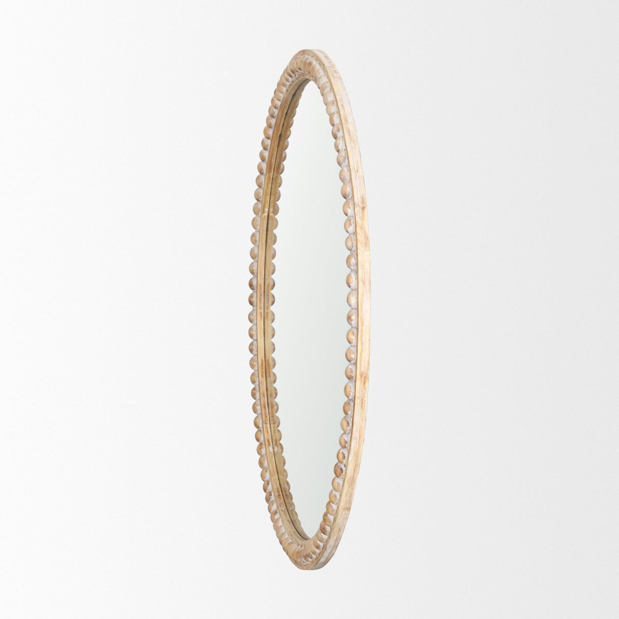 Roan Light Brown Wood Beaded Wall Mirror by Mercana at Eve Furniture