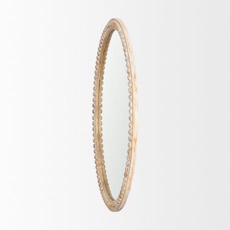 Roan Light Brown Wood Beaded Wall Mirror by Mercana at Eve Furniture