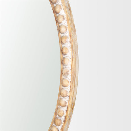 Roan Light Brown Wood Beaded Wall Mirror by Mercana at Eve Furniture