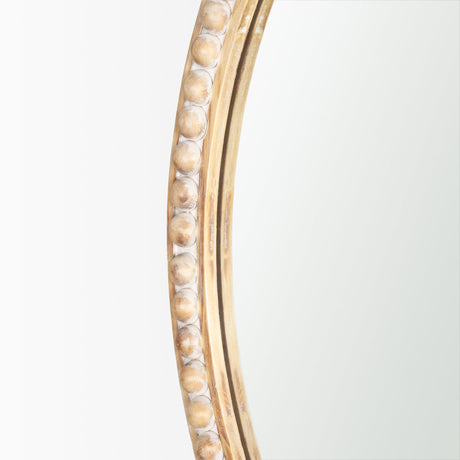 Roan Light Brown Wood Beaded Wall Mirror by Mercana at Eve Furniture
