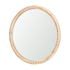 Roan Light Brown Wood Beaded Wall Mirror by Mercana at Eve Furniture