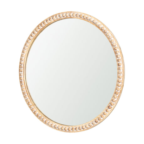 Roan Light Brown Wood Beaded Wall Mirror by Mercana at Eve Furniture
