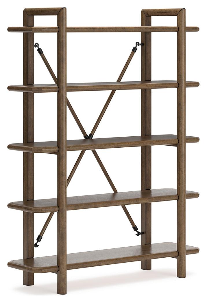 Roanhowe Brown 71" Bookcase by Ashley at Eve Furniture