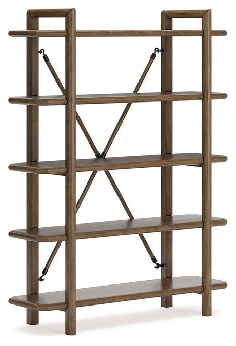 Roanhowe Brown 71" Bookcase by Ashley at Eve Furniture