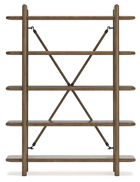 Roanhowe Brown 71" Bookcase by Ashley at Eve Furniture