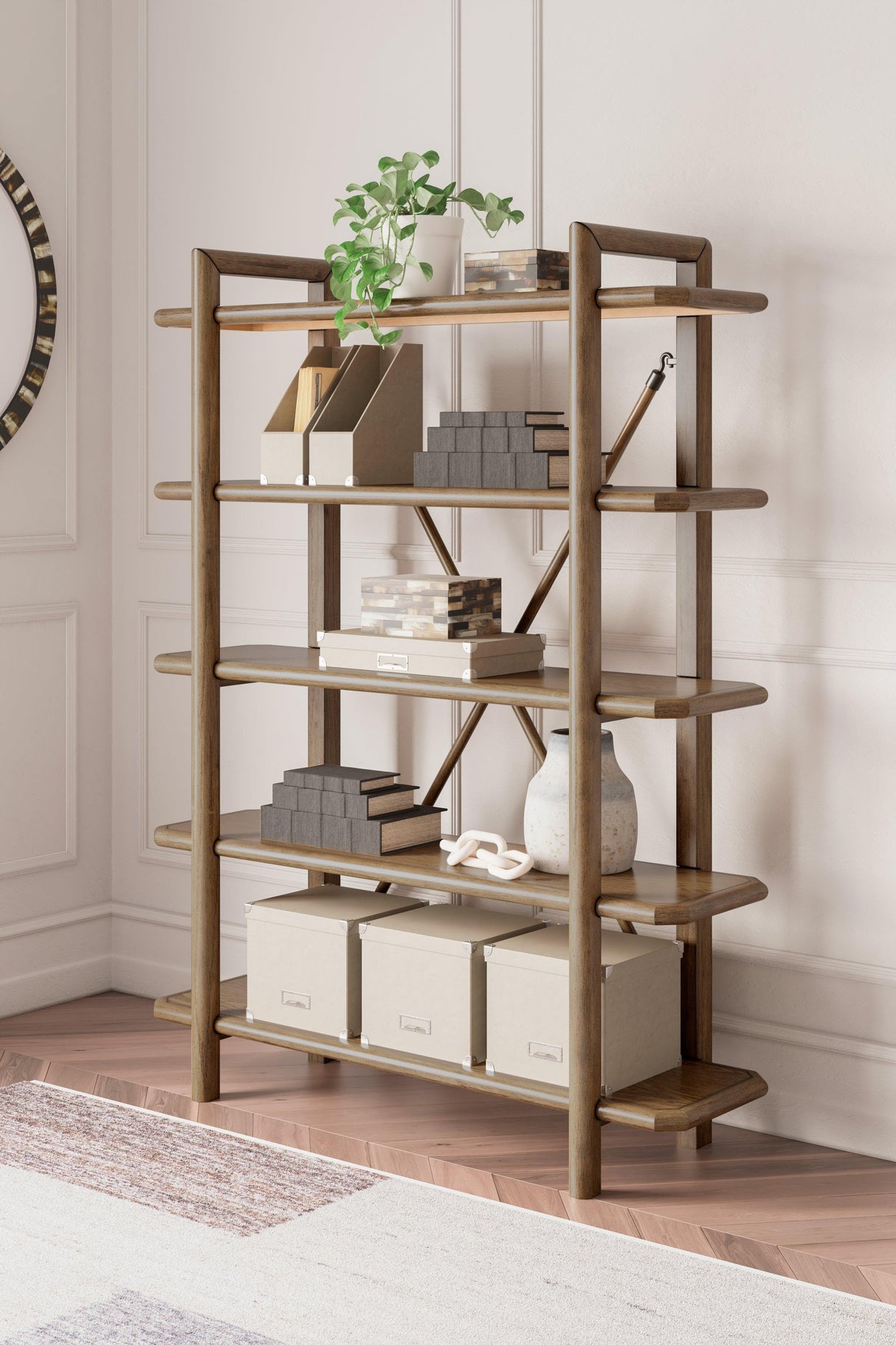 Roanhowe Brown 71" Bookcase by Ashley at Eve Furniture