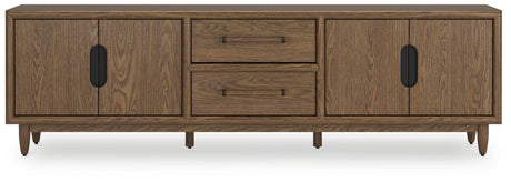 Roanhowe Brown 85" TV Stand by Ashley at Eve Furniture