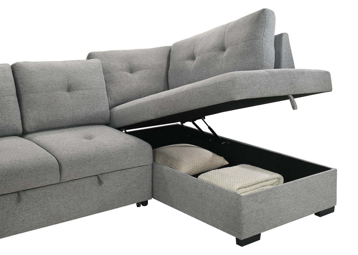 Roanne Grey Fabric Upholstered Sleeper Sectional Sofa by Coaster at Eve Furniture