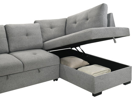 Roanne Grey Fabric Upholstered Sleeper Sectional Sofa by Coaster at Eve Furniture