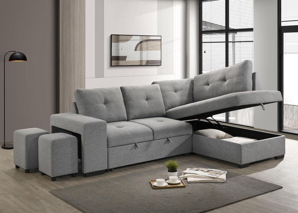 Roanne Grey Fabric Upholstered Sleeper Sectional Sofa by Coaster at Eve Furniture
