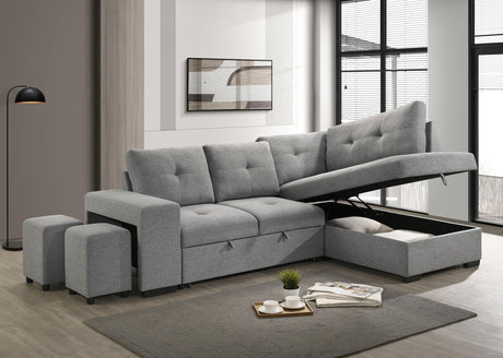 Roanne Grey Fabric Upholstered Sleeper Sectional Sofa by Coaster at Eve Furniture