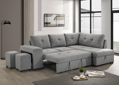 Roanne Grey Fabric Upholstered Sleeper Sectional Sofa by Coaster at Eve Furniture