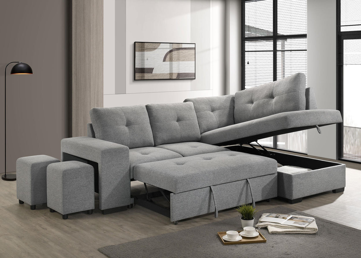 Roanne Grey Fabric Upholstered Sleeper Sectional Sofa by Coaster at Eve Furniture